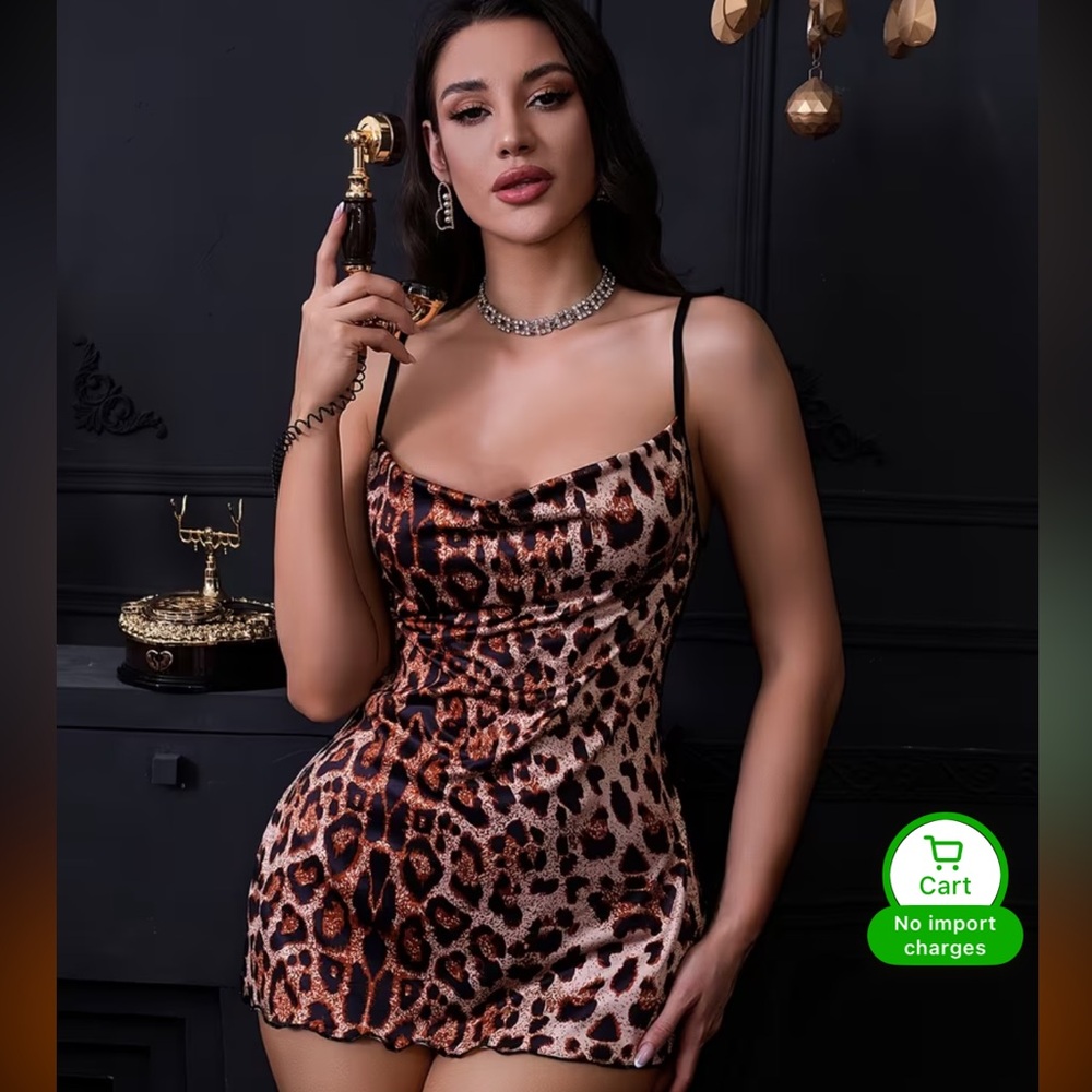Cheetah Print Mini Lingerie Dress